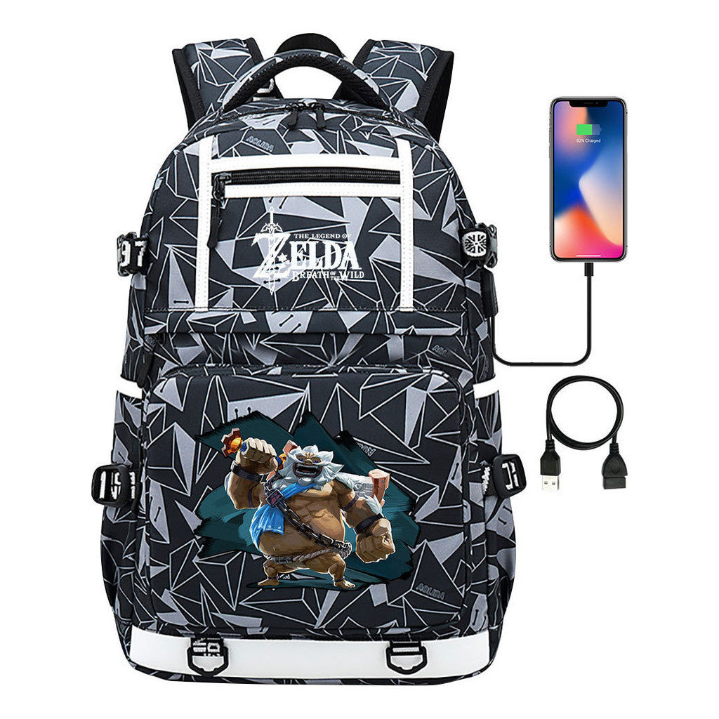 Legend Of Zelda Printed Usb Youth Student Backpack Men's And Women's Backpack Leisure Travel Bag