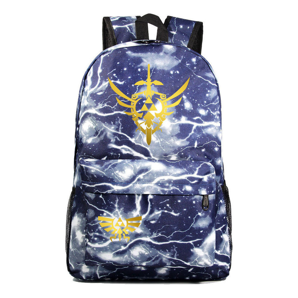 Golden Printed Youth Student Backpack Men And Women's Leisure Backpack