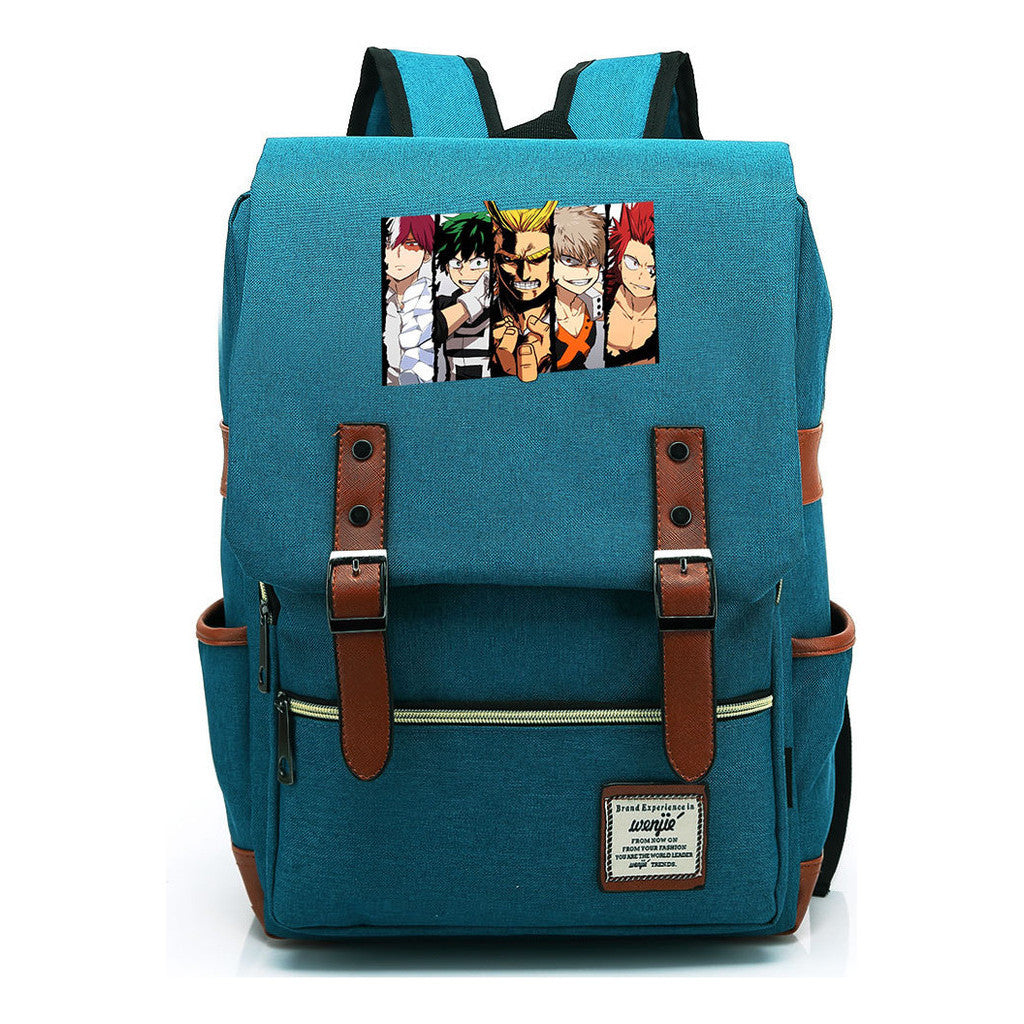 Anime My Heroes Academy Printed Youth Student Backpack Men's And Women's Leisure Belt Buckle Classic Backpack