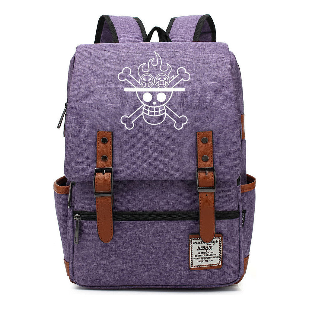 Anime One Piece King Luffy Printed Youth Student School Bag Men's And Women's Casual Belt Buckle Classic Backpack