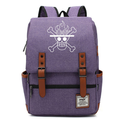 Anime One Piece King Luffy Printed Youth Student School Bag Men's And Women's Casual Belt Buckle Classic Backpack