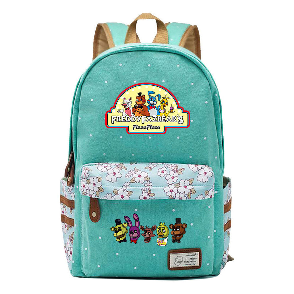 Toy Bear Game, Fashionable Print, Teenage Girl Student Backpack, Casual Canvas Backpack