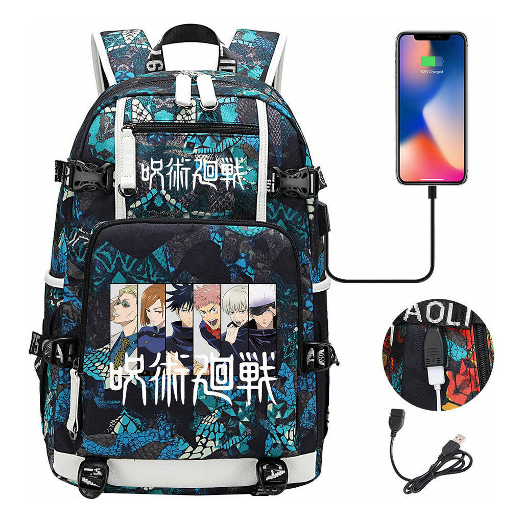 Printed Usb Youth Student Backpack For Men And Women's Leisure Large Capacity Travel Backpack