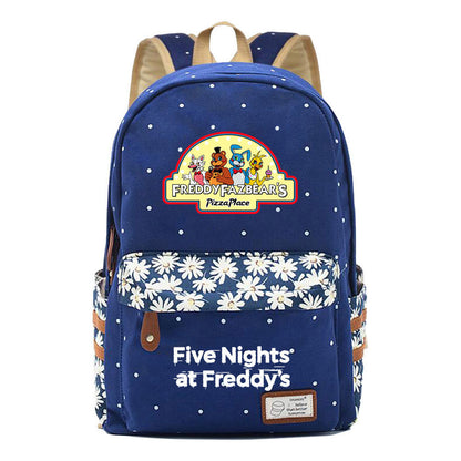 Toy Bear Game, Fashionable Print, Teenage Girl Student Backpack, Casual Canvas Backpack