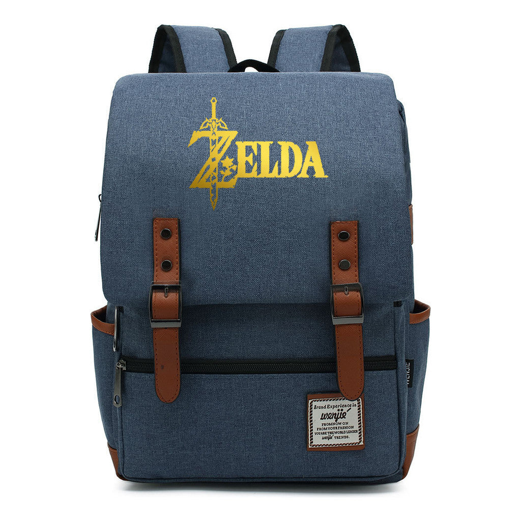 Golden Game Zelda Printed Youth Student Backpack For Men And Women, Casual Belt Buckle, Classic Backpack