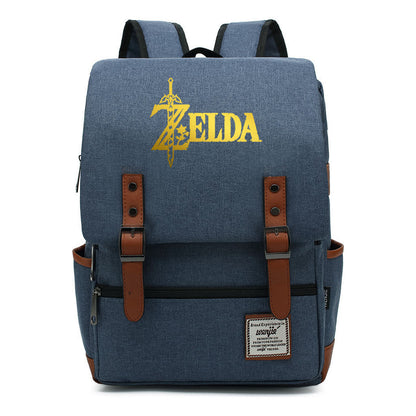 Golden Game Zelda Printed Youth Student Backpack For Men And Women, Casual Belt Buckle, Classic Backpack