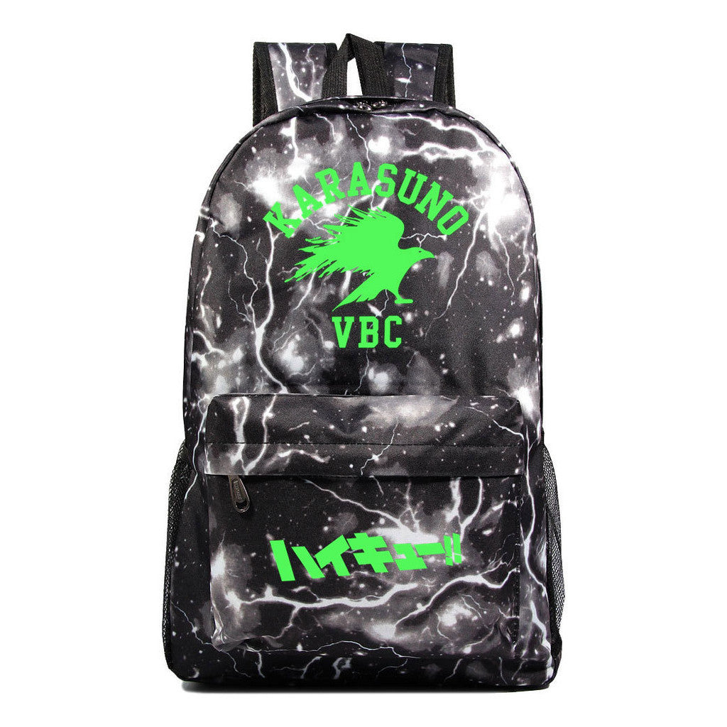 Green Night Light Fashion Volleyball Youth Flying Heart Print Youth Student School Bag Men's And Women's Leisure Backpack