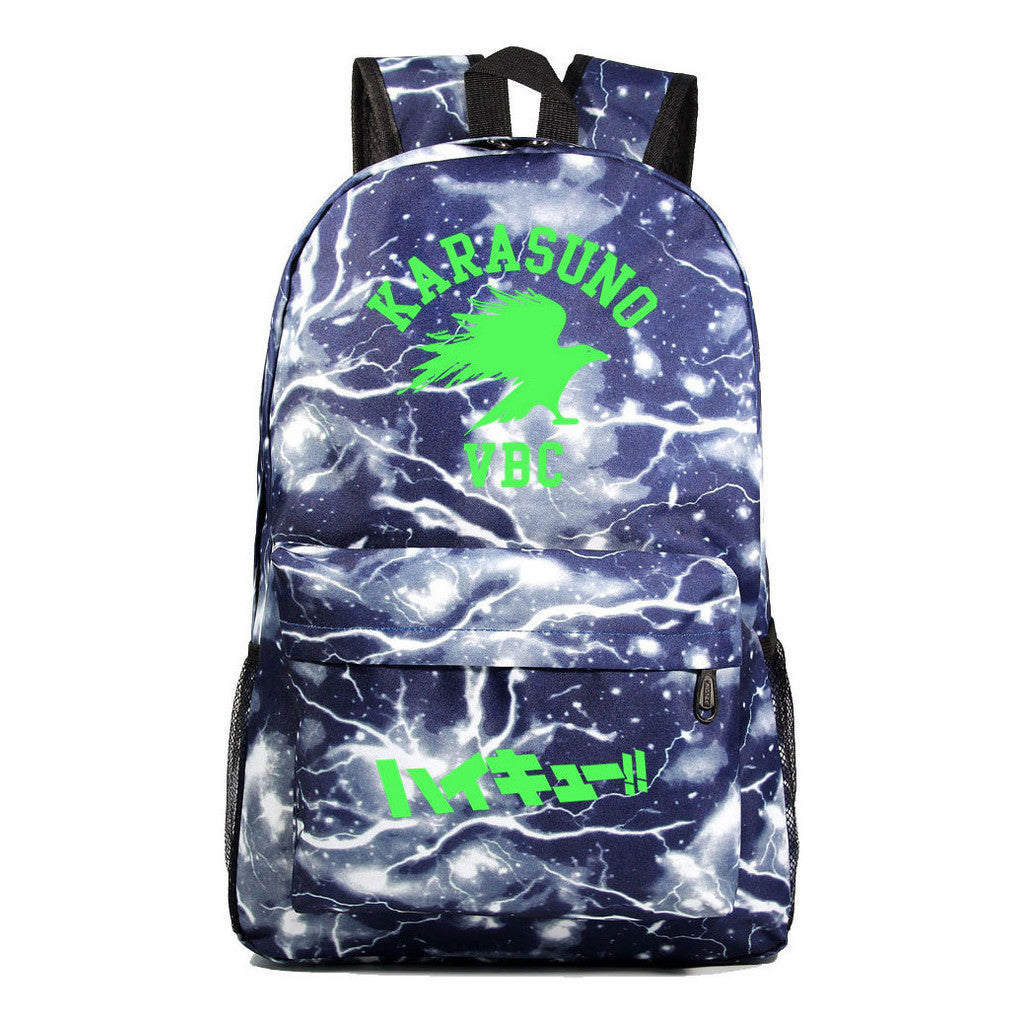 Green Night Light Fashion Volleyball Youth Flying Heart Print Youth Student School Bag Men's And Women's Leisure Backpack