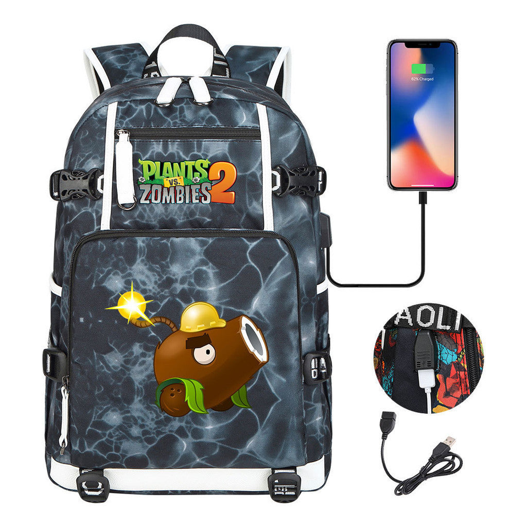 Printed Usb Youth Student Backpack For Men And Women's Leisure Travel Backpack