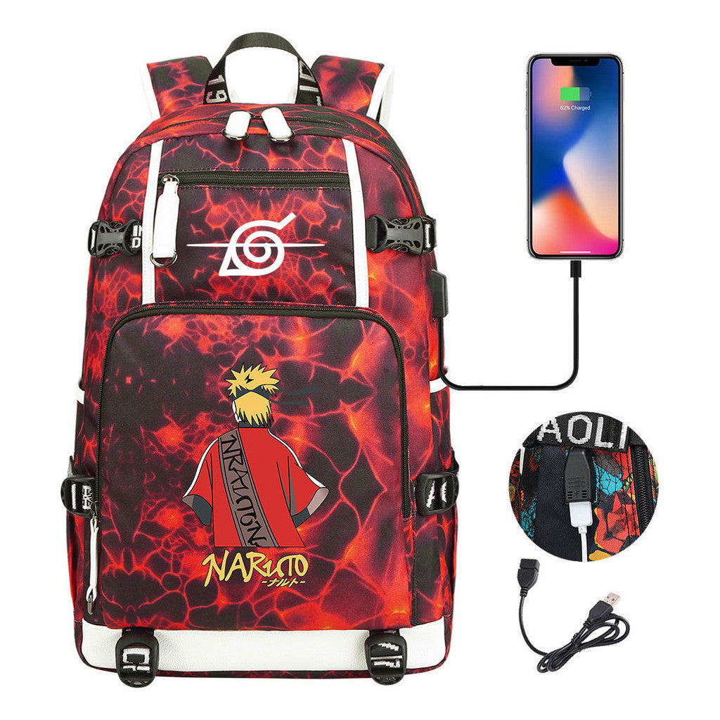 Printed Usb Youth Student School Bag Leisure Large Capacity Travel Backpack