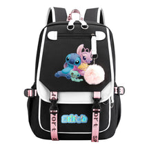 Interstellar Baby Stitch Usb Youth Backpack For Men And Women, Casual Woven Strap Flip Back Backpack
