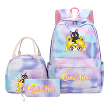Anime Beauty Girl Warrior Youth Student Girl Schoolbag Lunch Bag Three Piece Set Backpack Set