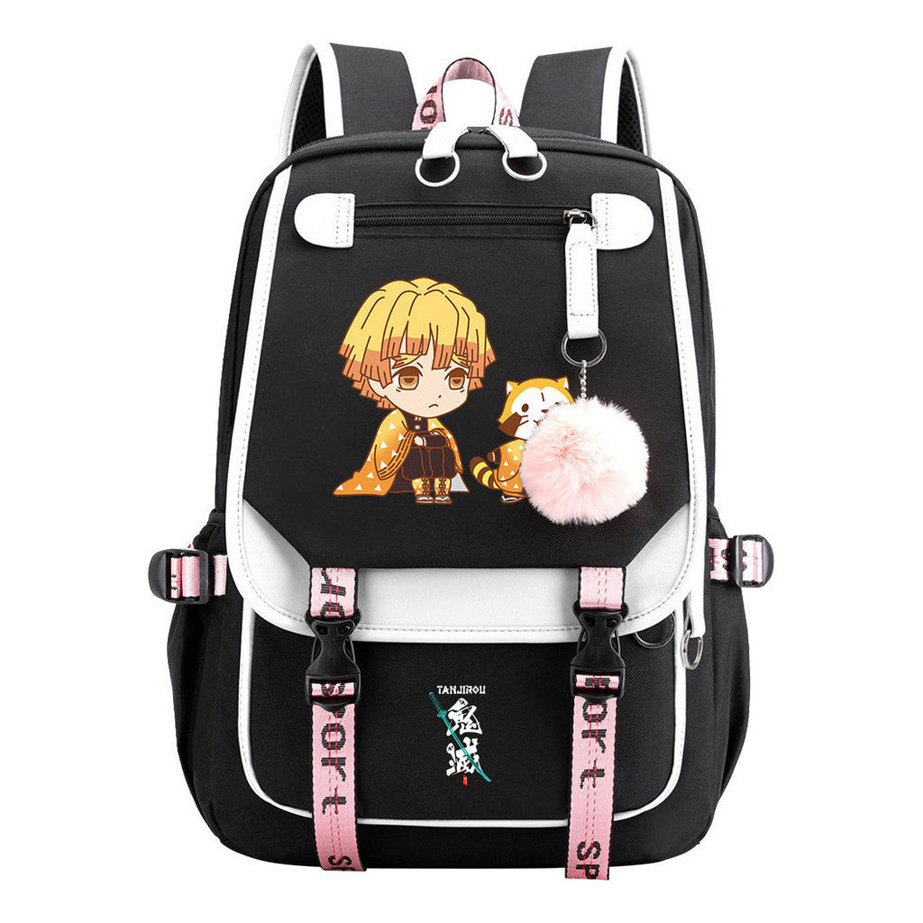 Cartoon Fashion Usb Student Backpack With Casual Woven Strap Flip Back Backpack
