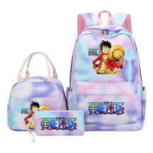 Cartoon Manga Pirate Wang Qing Student Girls School Bag Lunch Bag Three Piece Set Backpack Set