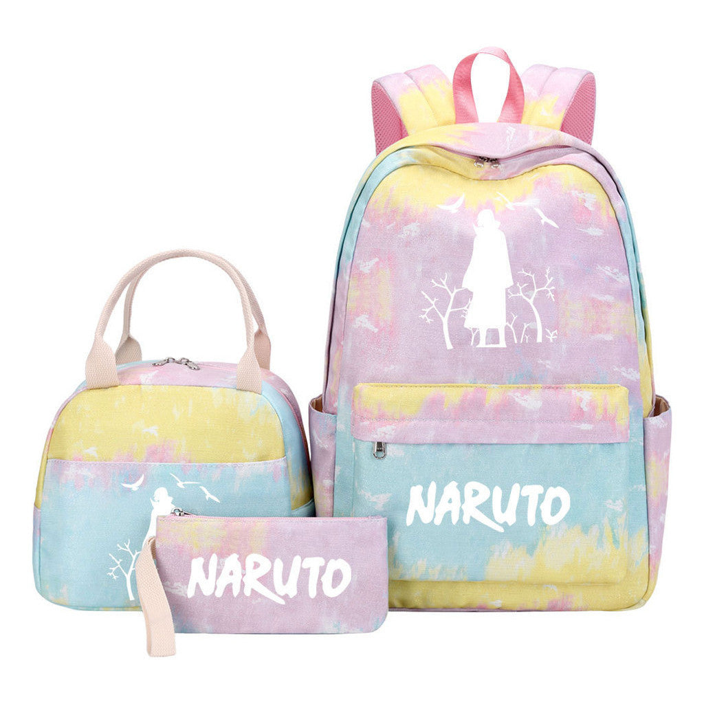 Naruto Teenage Student Girls School Bag Lunch Bag Three Piece Set Backpack Set