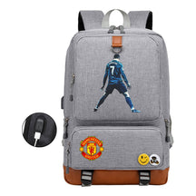 Football Star Cristiano Ronaldo Printed Usb Youth Student Backpack For Leisure Travel Backpack