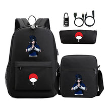 Naruto Usb Password Lock Youth Student Backpack Three Piece Set Backpack Set