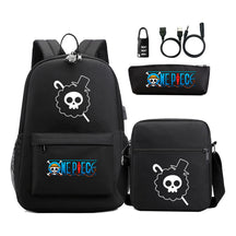 Cartoon Pirate King Usb Password Lock Youth Student School Bag Three Piece Set For Boys And Girls Backpack Set