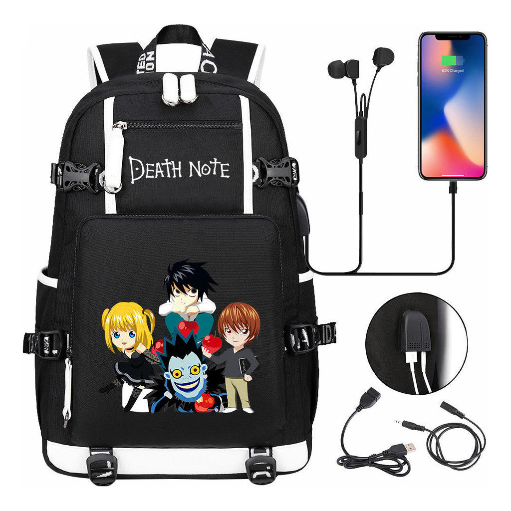 Death Note Usb Large Capacity Youth Student Backpack Men's And Women's Leisure Travel Backpack