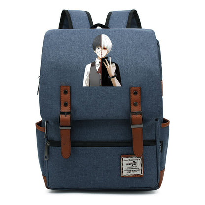 Tokyo Ghoul Student School Bag Men's And Women's Leisure Belt Buckle Backpack