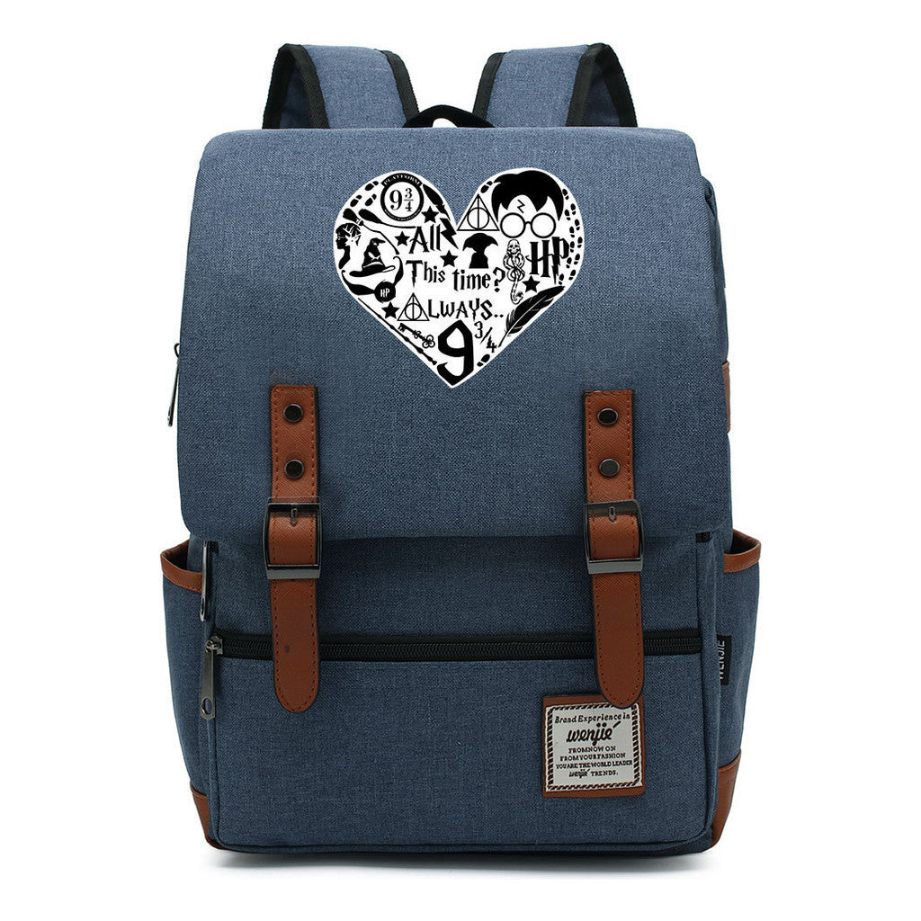 School Of Witchcraft And Wizardry Printed Youth Student School Bag Casual Belt Buckle Classic Backpack