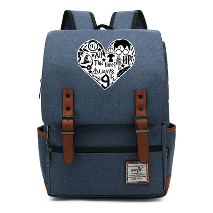 School Of Witchcraft And Wizardry Printed Youth Student School Bag Casual Belt Buckle Classic Backpack