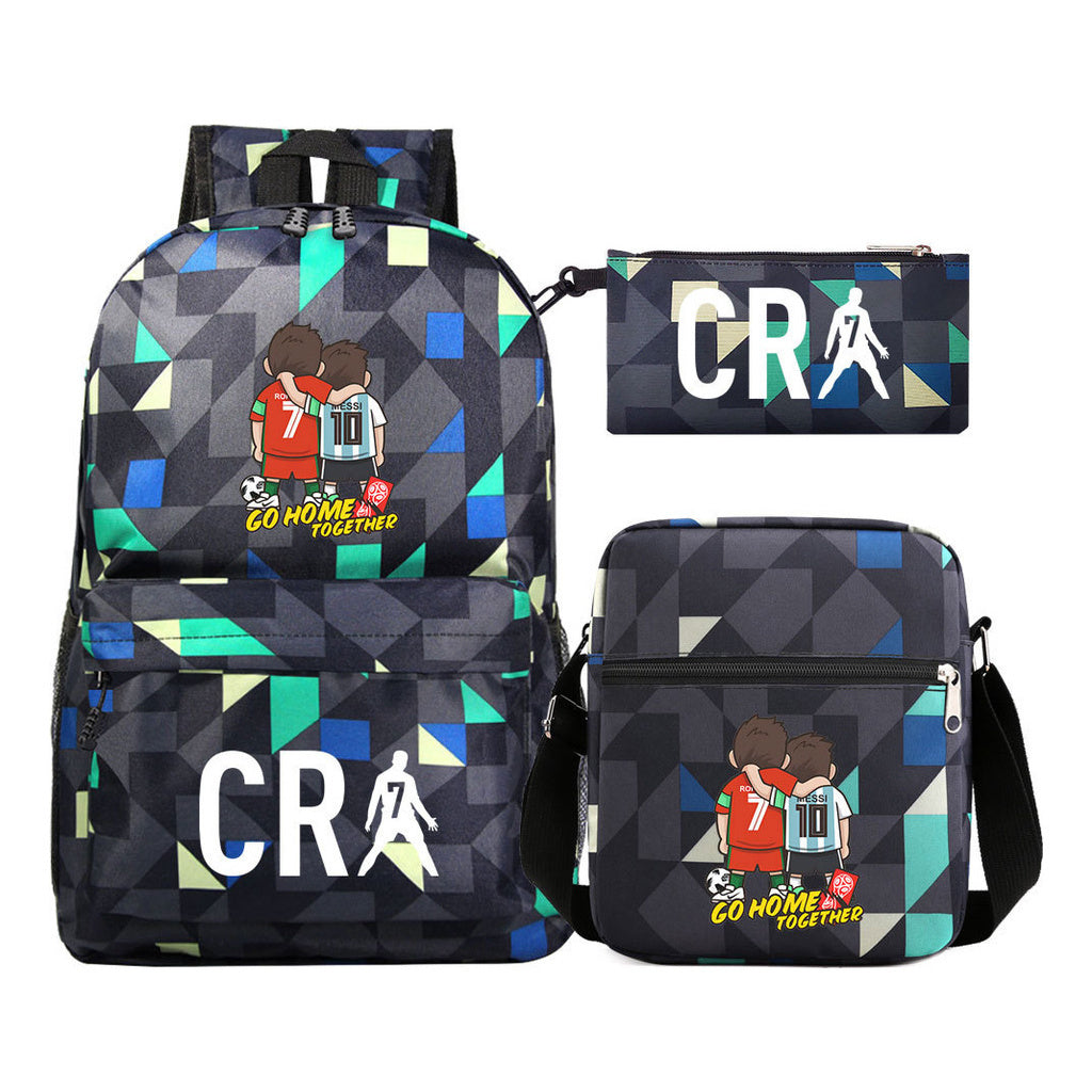 Football Star Cristiano Ronaldo Printed Youth Student Backpack 3pcs/Set Backpacks