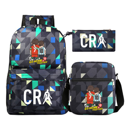 Football Star Cristiano Ronaldo Printed Youth Student Backpack 3pcs/Set Backpacks