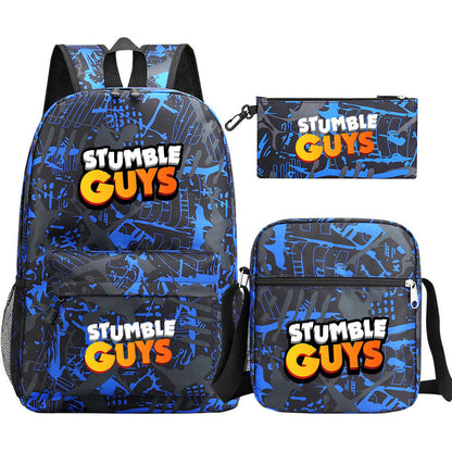 Three piece printed student backpack set for boys and girls, backpack set