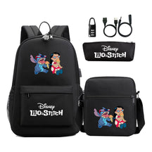 Interstellar Baby Stitch Usb Password Lock Youth Backpack 3-piece Set For Men And Women Backpacks