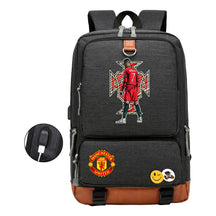 Football Star Cristiano Ronaldo Printed Usb Student Backpack For Leisure Travel Backpack