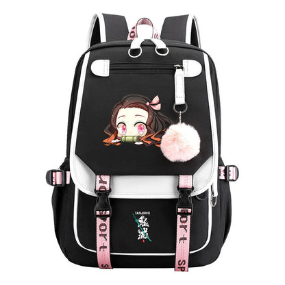 Cartoon Fashion Usb Youth Student Backpack Boy's And Girl's Leisure Ribbon Flip Backpack