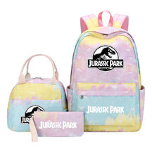 Jurassic Park Dinosaur Youth Student Girls School Bag Lunch Bag Three Piece Set Backpack Set