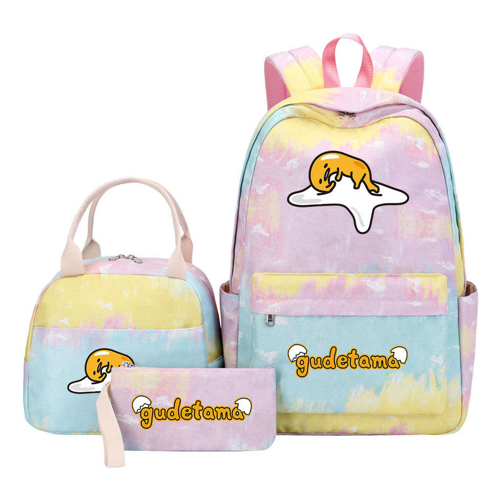 Egg Green Manga Student Girls School Bag Lunch Bag Three Piece Set Backpack Set