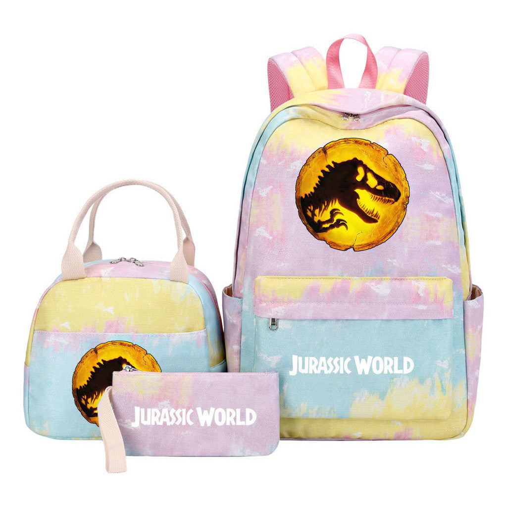 Jurassic Park Dinosaur Student School Bag Lunch Bag Three Piece Set Backpack Set