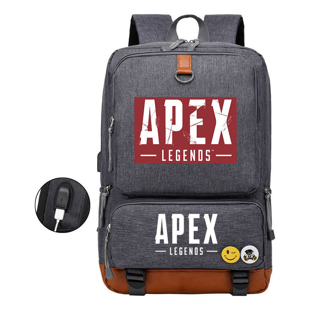 Apex Hero Print Usb Youth School Bag Leisure Travel Backpack