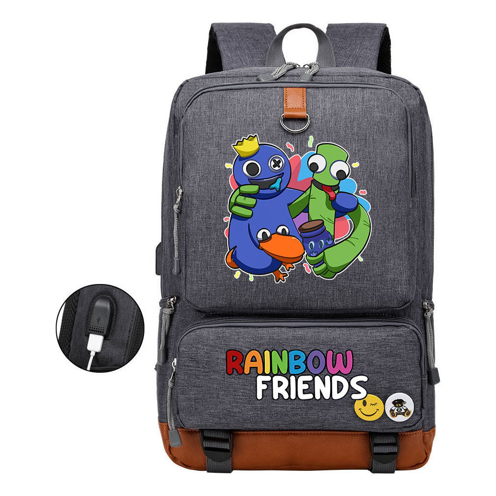 Rainbow Friend Usb Youth School Bag Leisure Travel Backpack