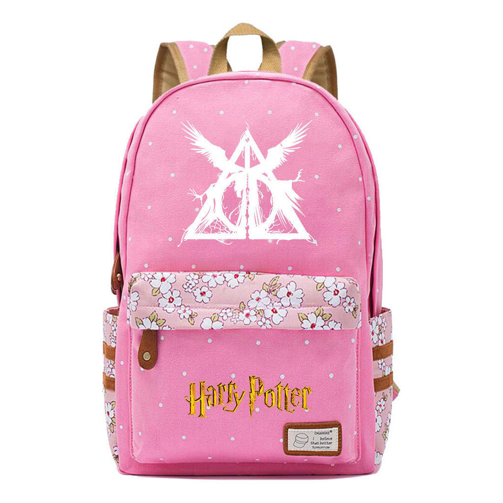 School Of Witchcraft And Wizardry Youth Student Backpack, Floral Canvas, Female Backpack