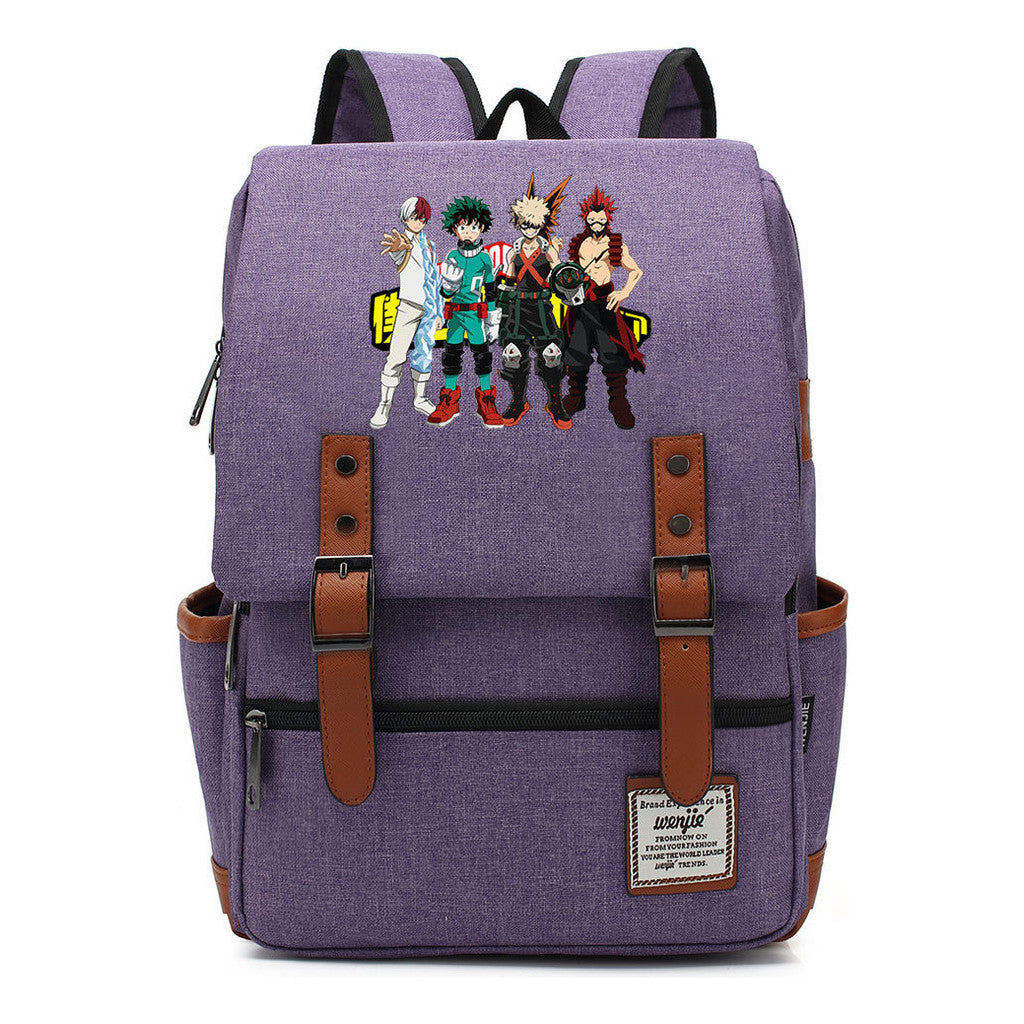 Anime My Heroes Academy Printed Youth Student Backpack Men's And Women's Leisure Belt Buckle Classic Backpack