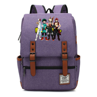 Anime My Heroes Academy Printed Youth Student Backpack Men's And Women's Leisure Belt Buckle Classic Backpack