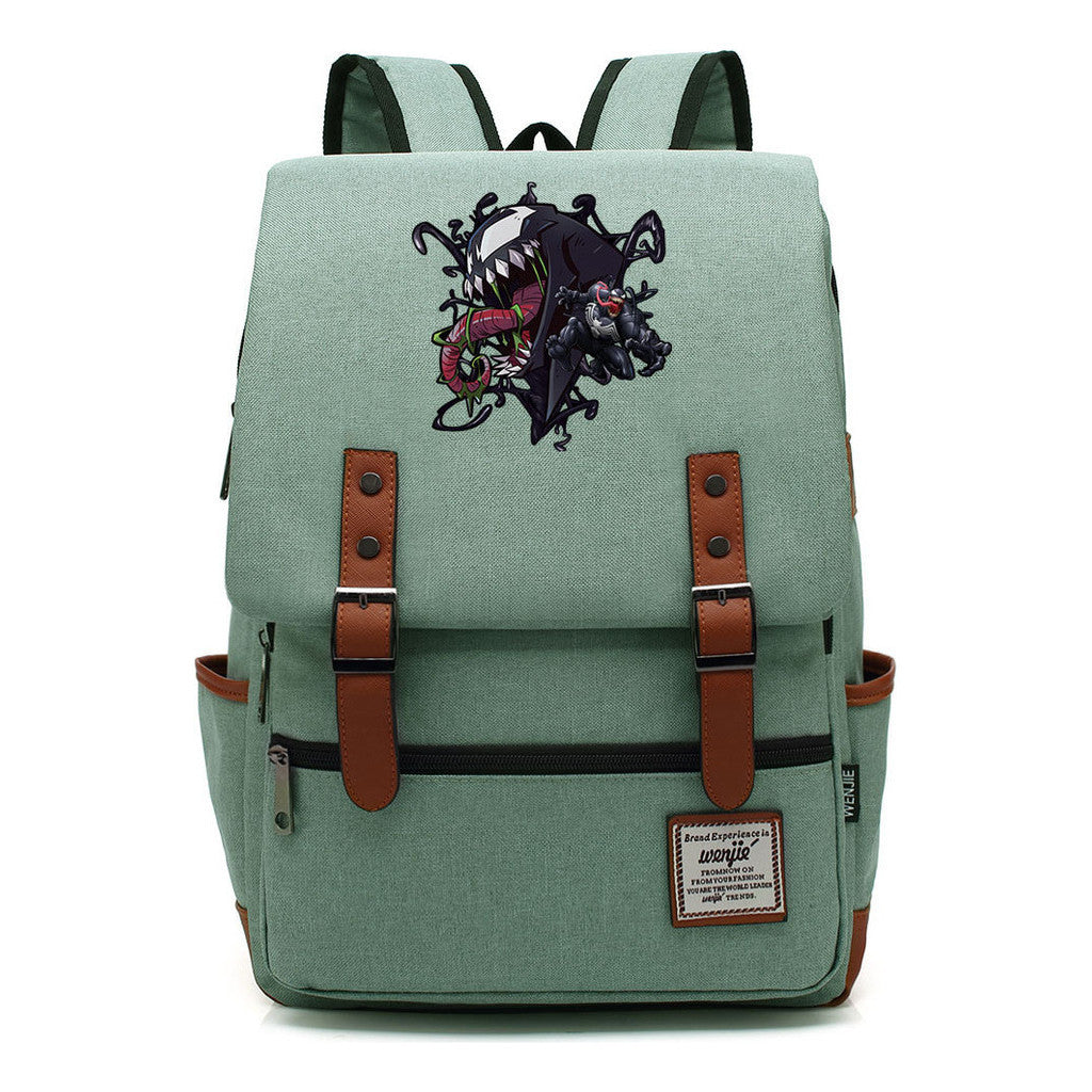 Printed Student Backpack With Casual Belt Buckle, Classic Backpack