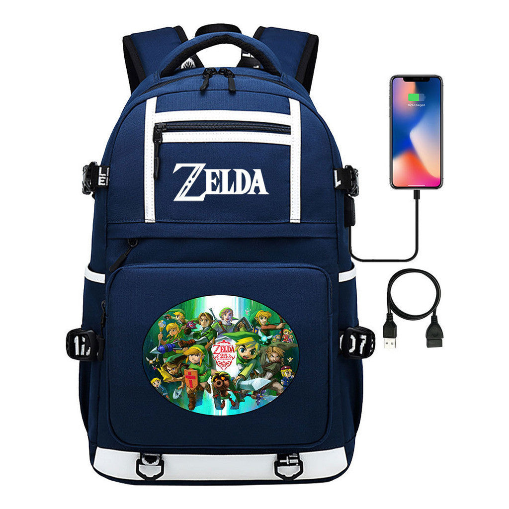 Legend Of Zelda Printed Usb Youth Student Backpack Men's And Women's Backpack Leisure Travel Bag