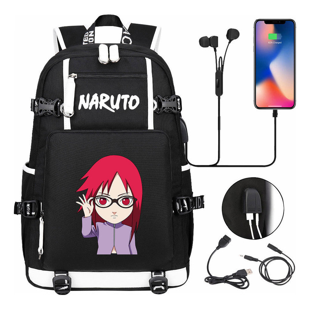 Naruto Usb Large Capacity Youth Student Backpack For Men And Women's Leisure Travel Backpack