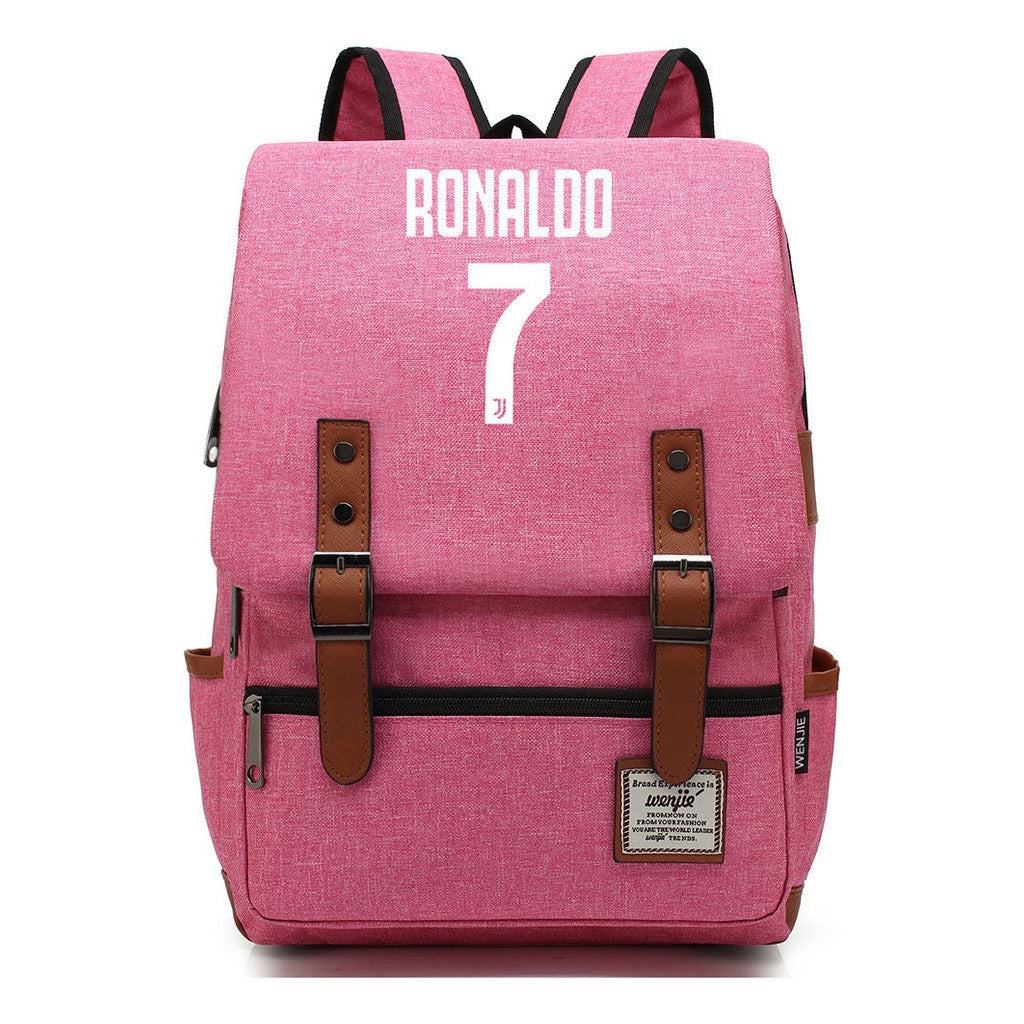 Football Star Cristiano Ronaldo Printed Student Backpack For Men And Women's Casual Classic Backpack