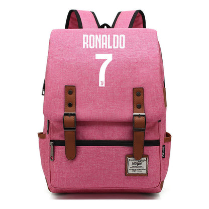 Football Star Cristiano Ronaldo Printed Student Backpack For Men And Women's Casual Classic Backpack