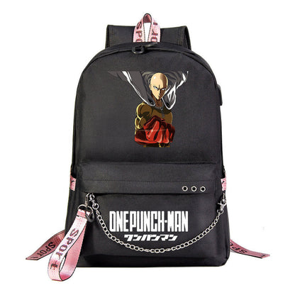 Comic One Punch Superman Printed Usb Youth Student Backpack Men's And Women's Leisure Travel Backpack