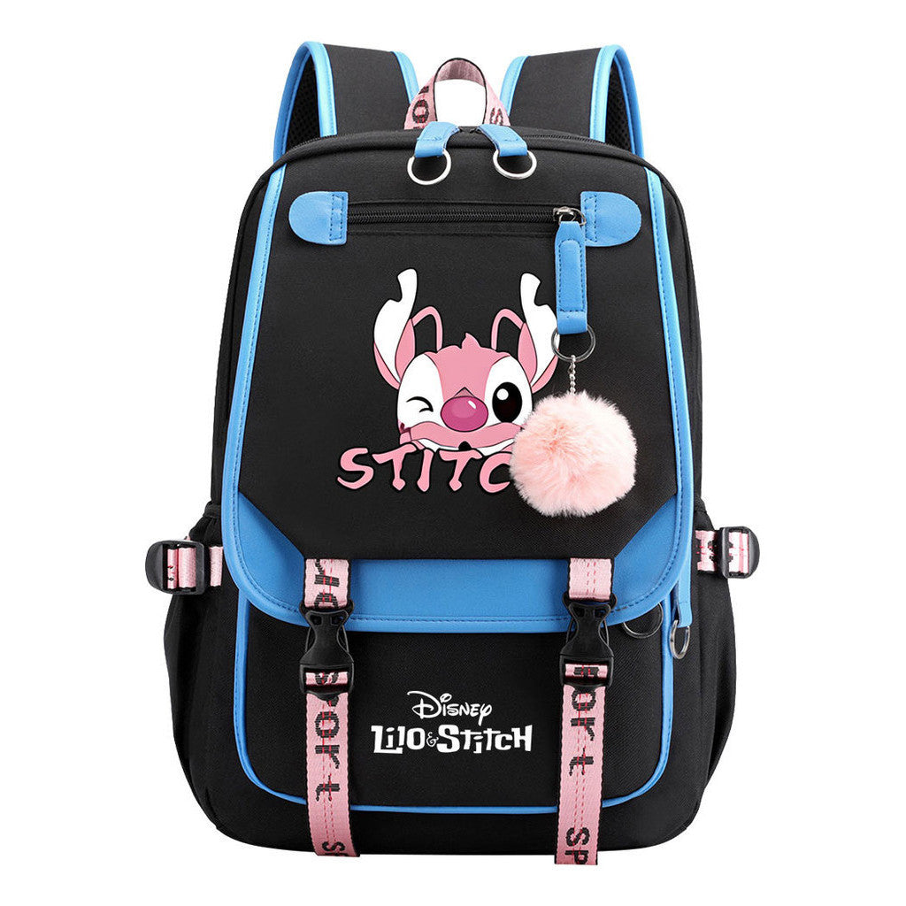 Interstellar Baby Stitch Usb Backpack For Boys And Girls, Casual Woven Strap Flip Back Backpack