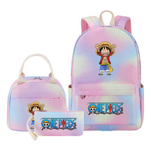 Cartoon Pirate King Student Girls School Bag Lunch Bag Three Piece Set Backpack Set
