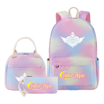 Beautiful Girl Warrior Student Schoolbag Lunch Bag Three Piece Set Backpack Cover