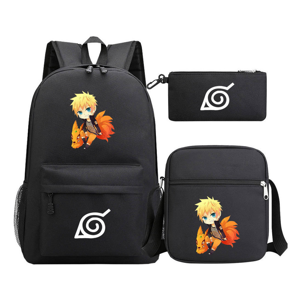 Anime Naruto Starry Sky Student School Bag Three Piece Set Backpack Set